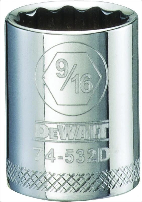 DEWALT DWMT74532OSP Hand Socket, 9/16 in Socket, 3/8 in Drive, 12-Point, Vanadium Steel, Polished Chrome