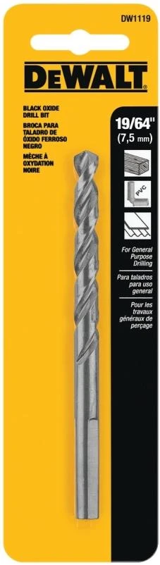 DRILL BIT BLACK OXIDE 19/64IN