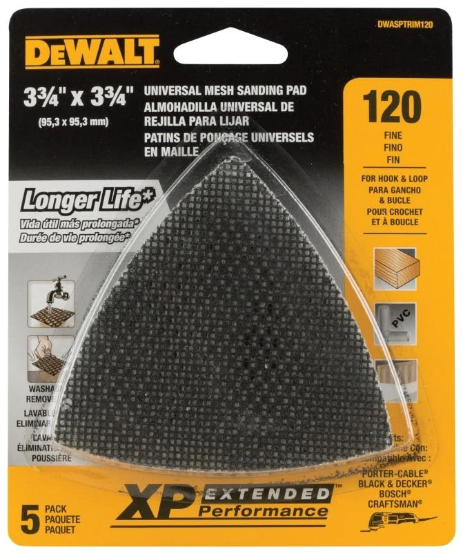 DEWALT DWASPTRIM120 Mesh Sandpaper, 120 Grit, Fine, Silicone Carbide Abrasive, 3-3/4 in L