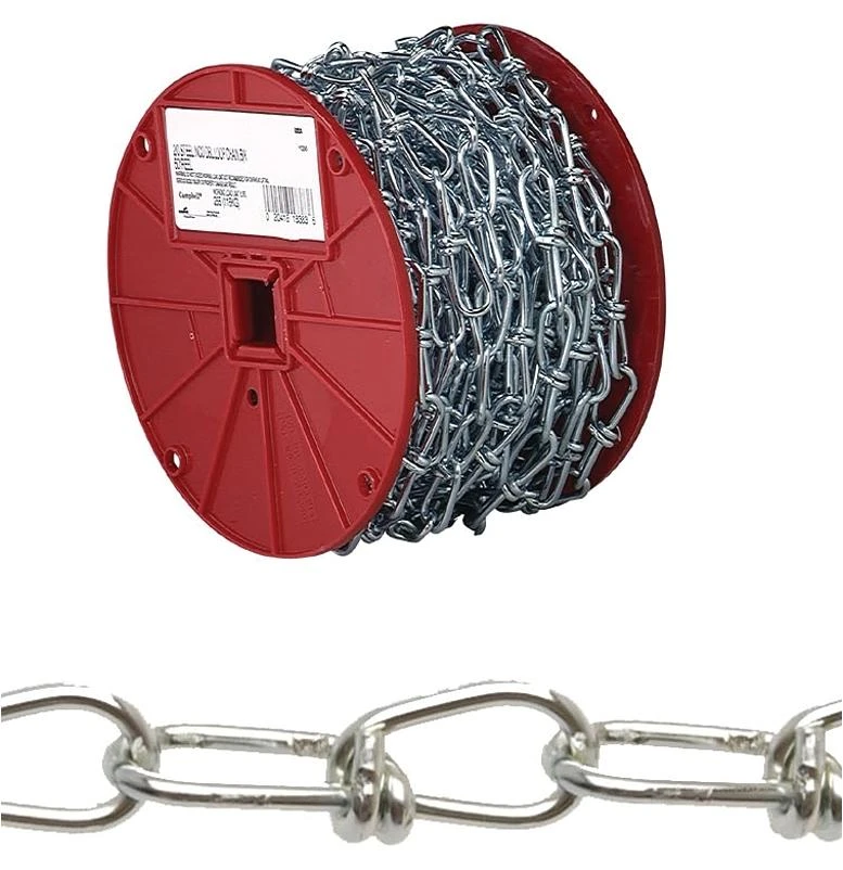 Campbell 0722087 Loop Chain, #2/0, 60 ft L, 255 lb Working Load, Low Carbon Steel, Zinc