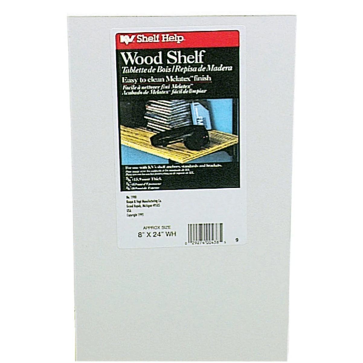 Knape & Vogt 8 In. x 24 In. White All-Purpose Shelf