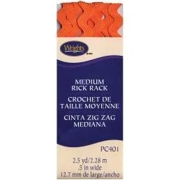 Medium Rick Rack 1/2 Inch By 2.5 Yards - Orange Peel Color