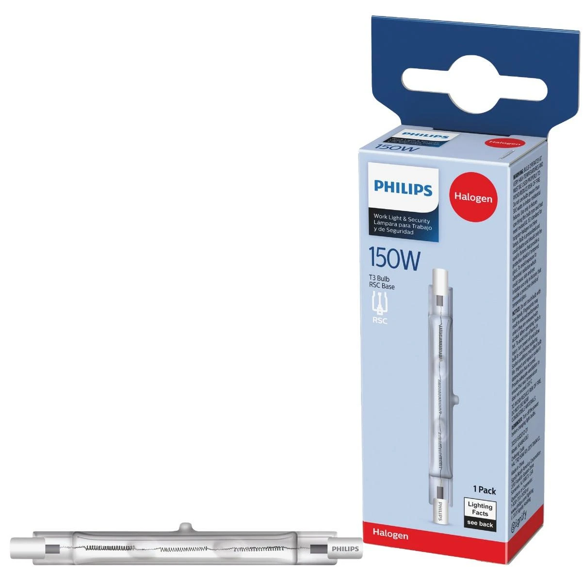 Philips 150W 120V Clear RSC Base T3 Halogen Work Light Bulb
