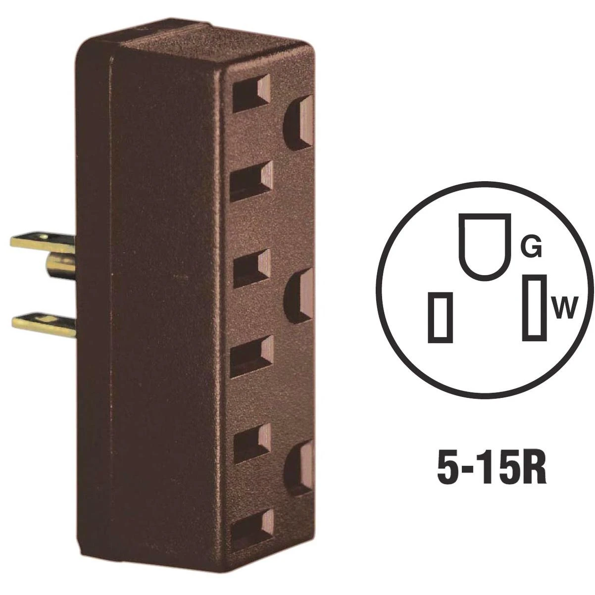 Leviton Brown 15A 3-Outlet Tap