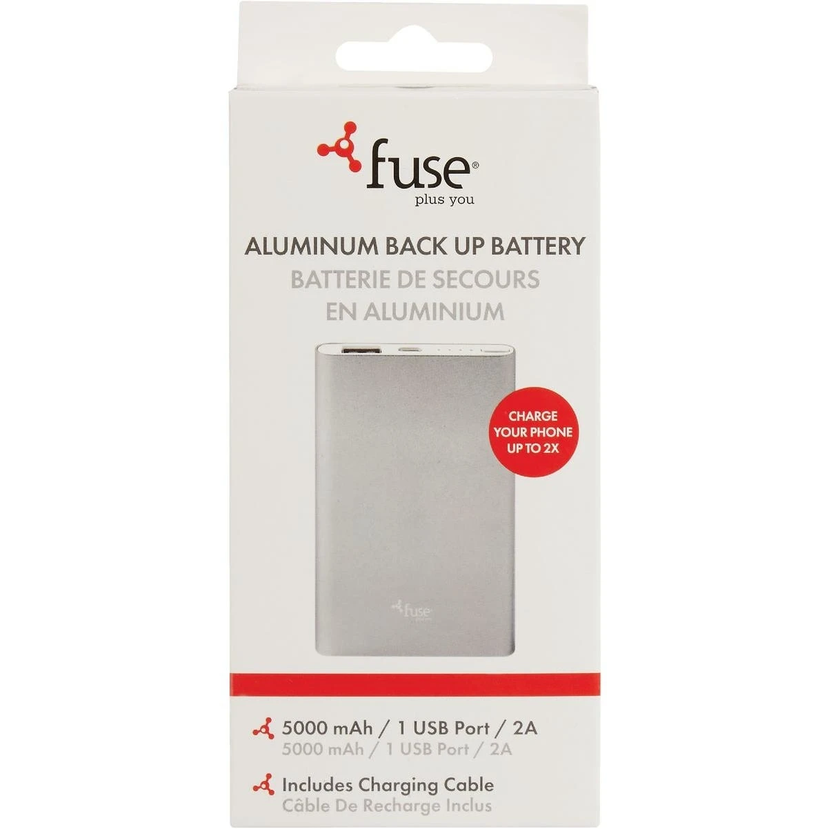 Plus You 07757 5000 Mah Lithium-ion Slim Powerbank Battery Backup - Silver