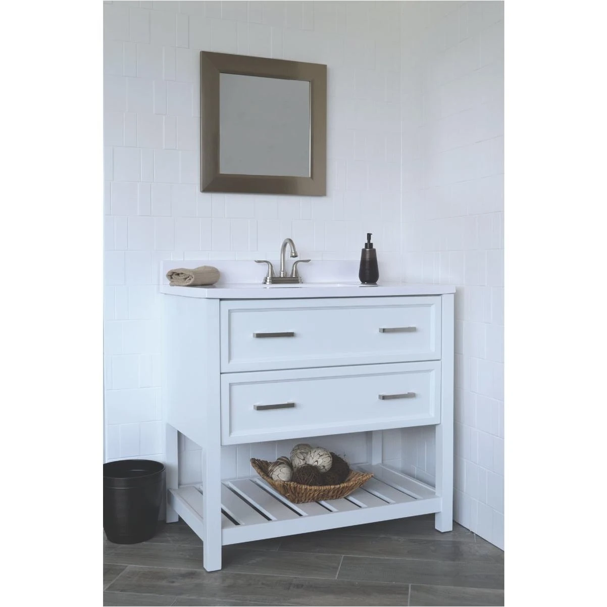 Sorrento White 37 In. W X 34-1/2 In. H X 22 In. D Vanity With Cultured Marble Top