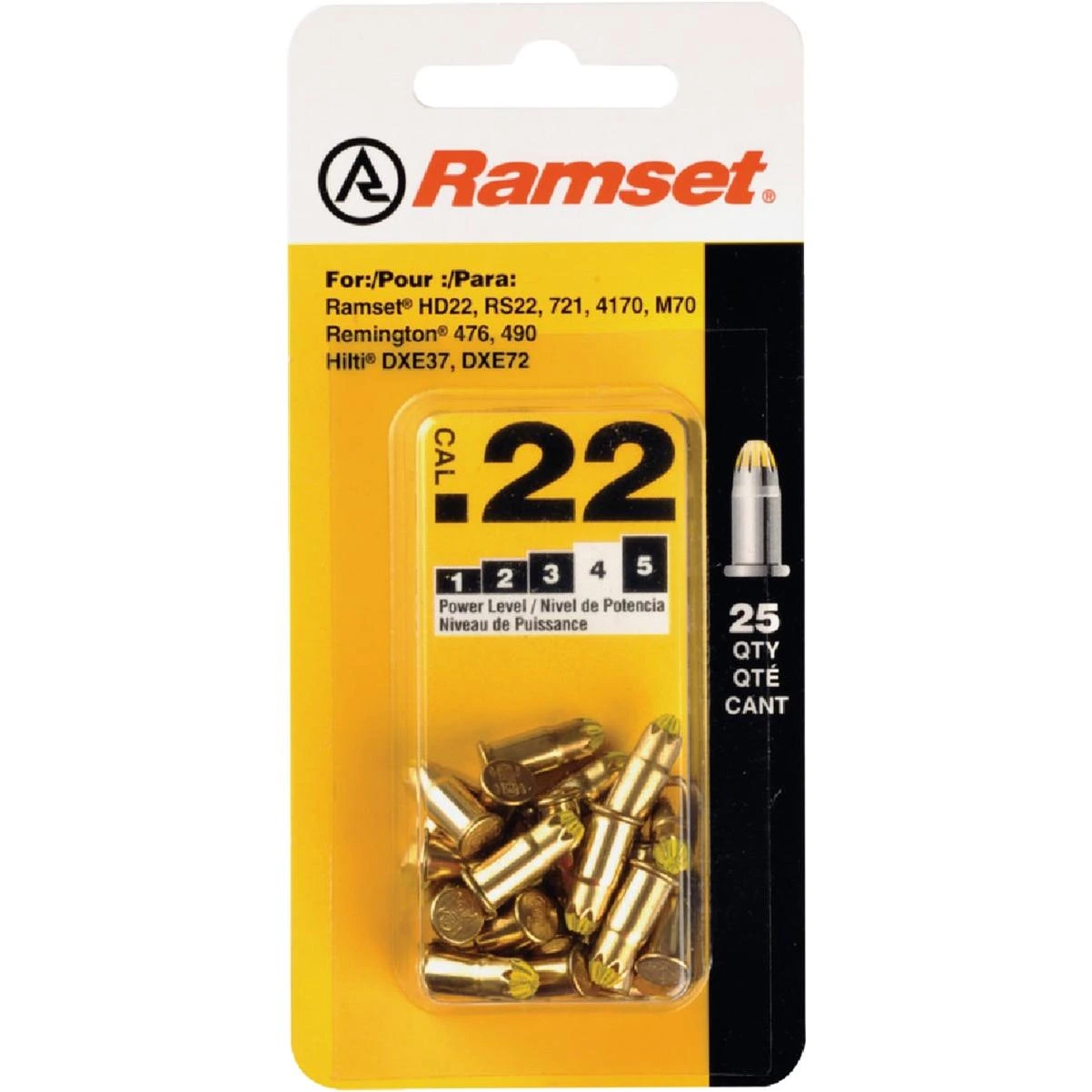 Ramset .22 Caliber Level 4 Yellow Powder Load (25-Pack)