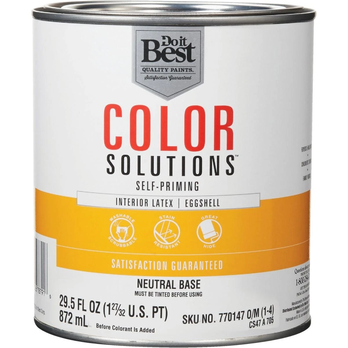 Do it Best Color Solutions Latex Self-Priming Eggshell Interior Wall Paint, Neutral Base, 1 Qt.