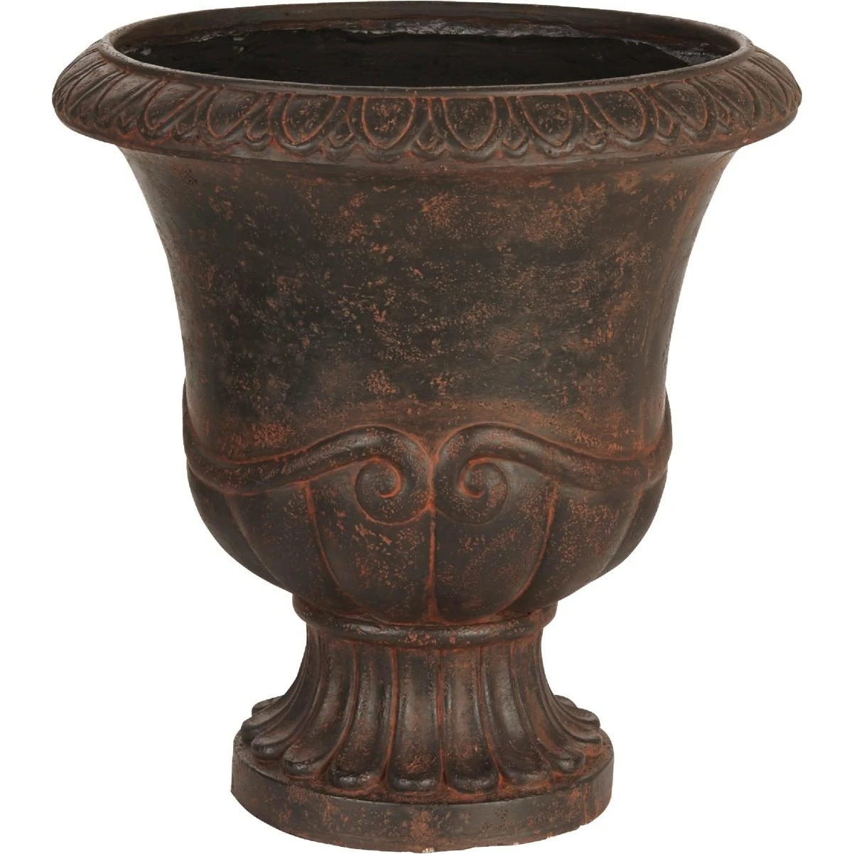 17 In. H. X 16 In. Dia. Bronze Cast Resin & Fiberglass Urn Planter