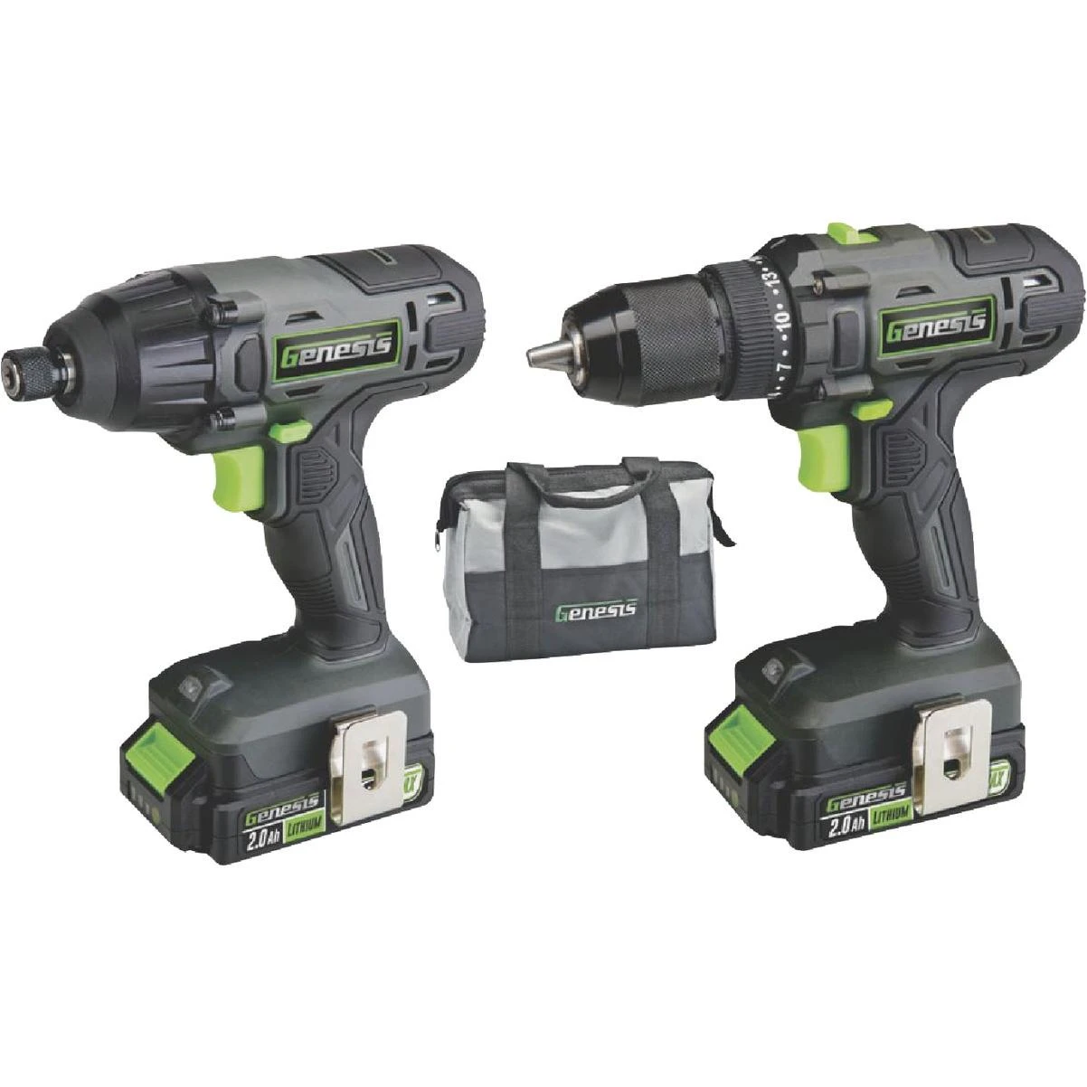 20V Lithium‑Ion Drill & Impact Driver Combo – 2 Ah Batteries, Charger & Carry Bag