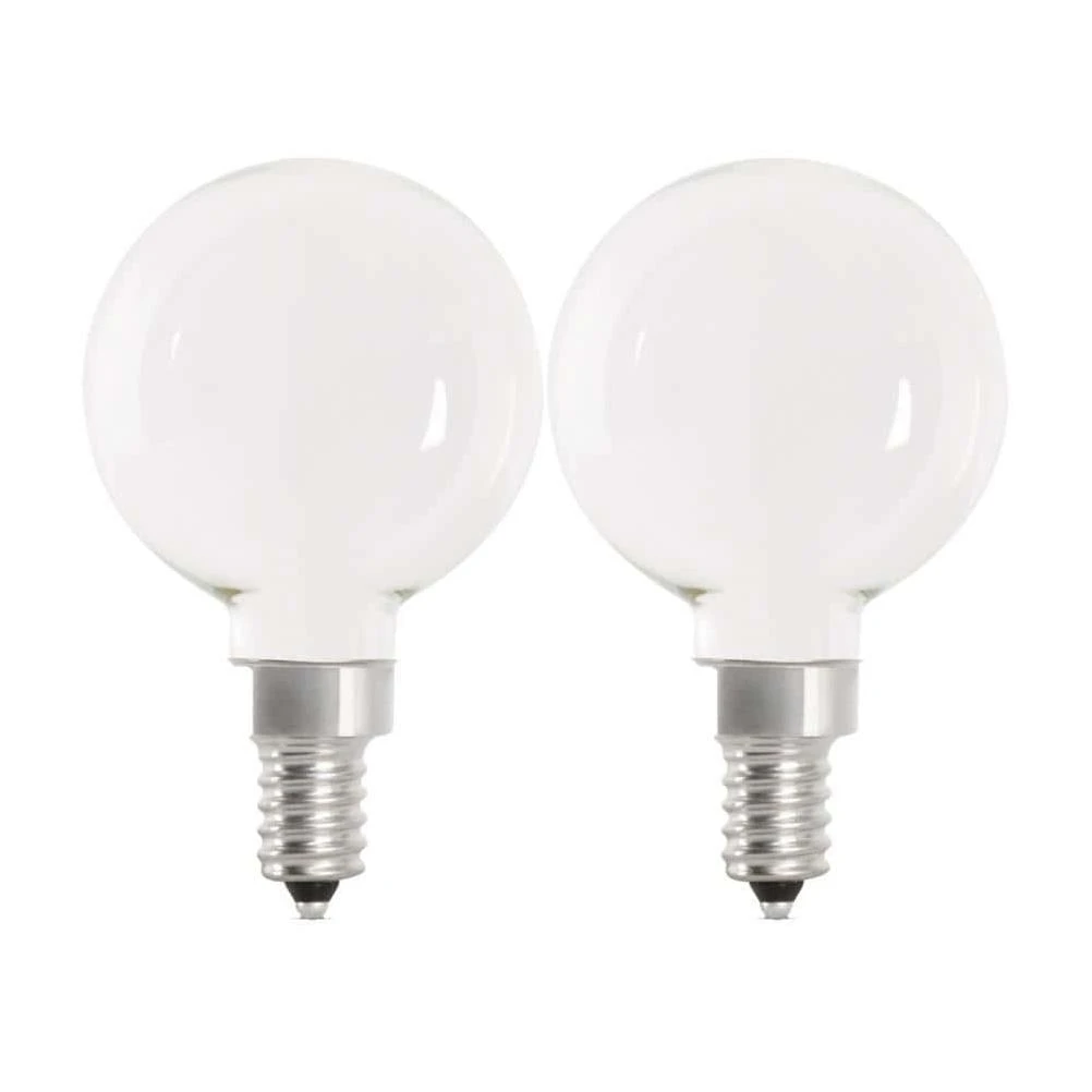 Feit Electric 40-Watt Equivalent G16.5 E12 Candelabra Dimmable Filament CEC 90 CRI White Glass LED Light Bulb, Soft White (2-Pack)