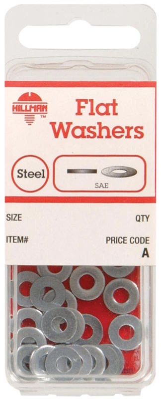 HILLMAN 3/16" Zinc‑Plated Steel SAE Flat Washers – Pack of 30