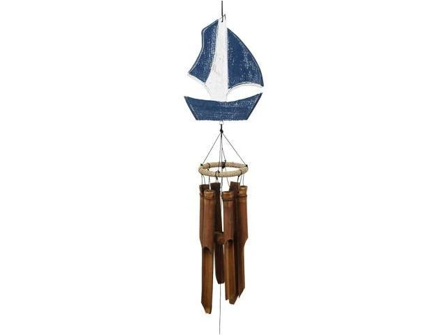 Carved Sailboat Wind Chime