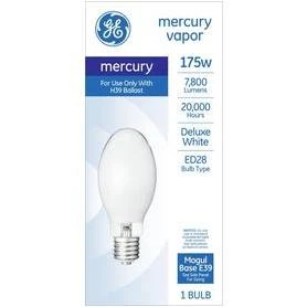 GE 175-Watt 4000 K ED28 Mogul base (E-39) Base Mercury vapor HID Light Bulb