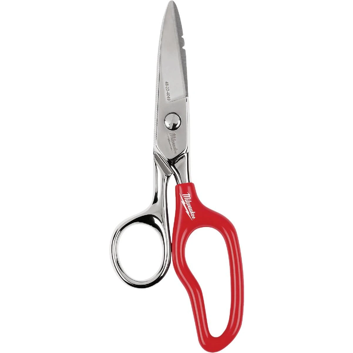 Milwaukee 6.5" Electrician Scissors with Extended Handle – Stainless Steel Blade, 2‑in L‑Cut
