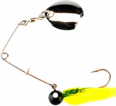 Beetle Spinner, Nickel With Black/Chartreuse Grub, 1/4-oz.