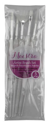 Maestra 5-Pc. Artist Paint Brush Set, White Taklon Filament