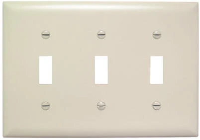 Pass & Seymour 3-Toggle Opening Nylon Wall Plate, Light Almond