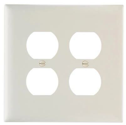 Pass & Seymour Double Duplex Outlet Opening Nylon Wall Plate, 2-Gang, Almond