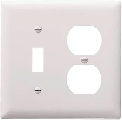 Pass & Seymour 1-Toggle & 1-Duplex Nylon Wall Plate, 2-Gang, White