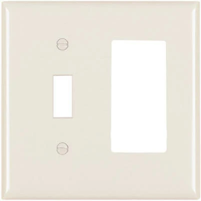 Pass & Seymour 1-Toggle & 1 Decorator Opening Nylon Wall Plate, Light Almond