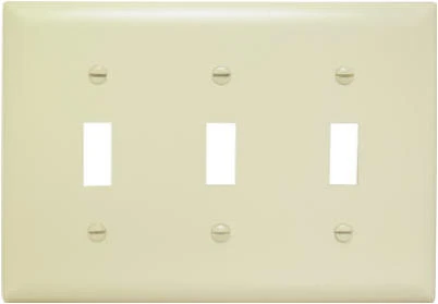 TradeMaster Thermoplastic Wall Plate, 3-Gang, 3 Toggle Openings, Ivory