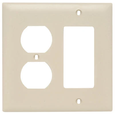 Pass & Seymour Wall Plate, 2-Gang, Decorator & Duplex, Ivory Nylon