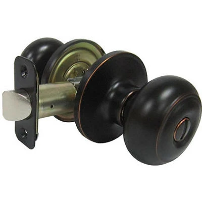 Verona Fancy Mushroom Privacy Knob Set, Aged Bronze, Adjustable Latch