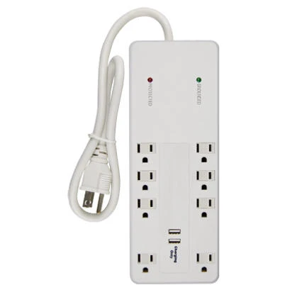 Surge Protector, 8-Outlet, White