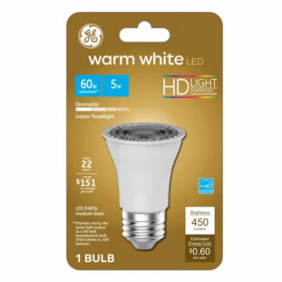 LED Floodlight Bulb, Indoor, Warm White, Clear Bulb, 450 Lumens, 5 Watt