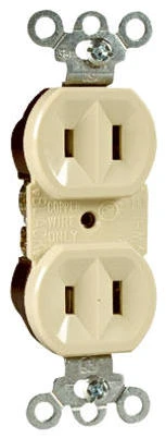 Pass & Seymour Duplex Outlet, Ivory, 2-Pole, 2-Wire Ground, 15-Amp, 125-Volt