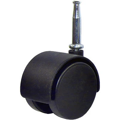 Dual Wheel Caster, Black With Wood Stem, 2-In., 2-Pk.