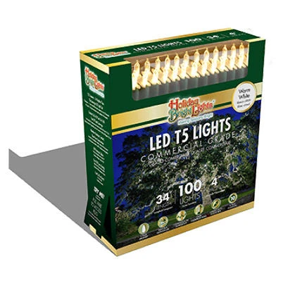 Christmas LED 100-Light Set, T5, Commercial-Grade, Warm White