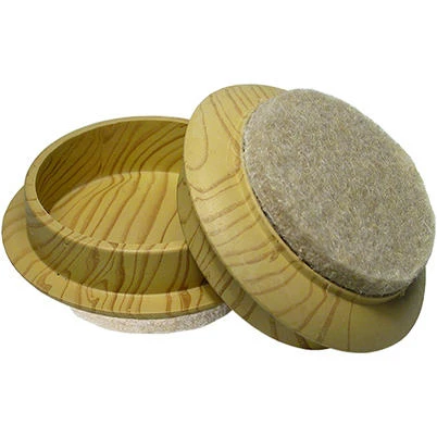Furniture Cups, Wood Grain, Felt Base, 1-3/4-In. ID, 4-Pk.