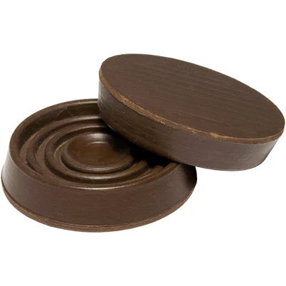 Furniture Cups, Brown Rubber, Round, 1-9/16-In. ID, 4-Pk.