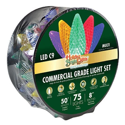 LED Christmas Lights, Commercial Grade, Multi, C9, 75-Ct. Reel