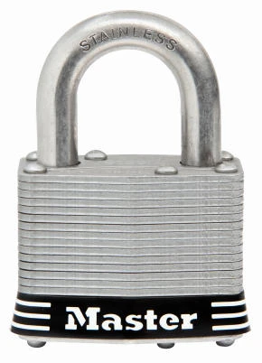 Keyed Laminated Padlock, Stainless Steel, 2-In., 1-In. Long Shackle