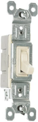 Pass & Seymour Toggle Switch, SP, Grounding, Light Almond, 120-Volt, 15-Amp