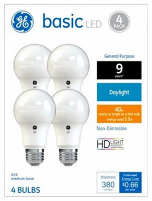 LED Light Bulbs, Daylight, 420 Lumens, 5.2 Watt, 4-Pk.