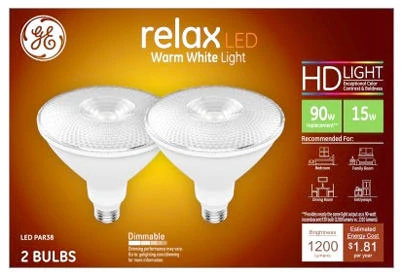 LED Light Bulbs, Soft White, Par 38, 15 Watt, 2-Pk.