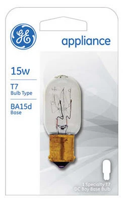 Tube Appliance Light Bulb, Clear, 15 Watt