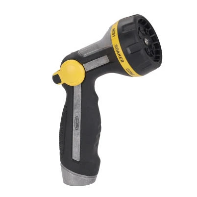 8-Pattern Hose Nozzle, Thumb-Control, Rubber Comfort-Grip Over Metal