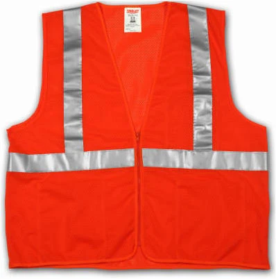 Job Sight Safety Vest, ANSI 107 Class 2, Hi-Viz Orange, L/XL