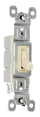 Pass & Seymour Toggle Switch, SP, Grounding, Ivory, 120-Volt, 15-Amp