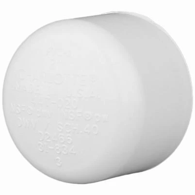 Schedule 40 Pipe Cap Slip, White Schedule 40 PVC , 3 In.
