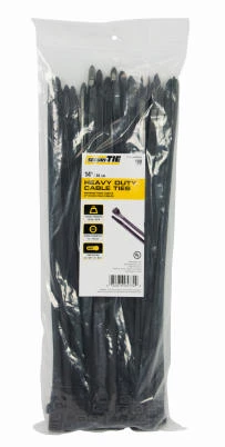 Heavy Duty Cable Tie, UV Black, 14-In., 100-Pk.