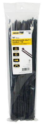 Standard Duty Cable Tie, UV Black, 14-In., 100-Pk.