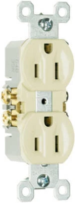 Pass & Seymour Standard Duplex Outlet, Ivory, 2-Pole, 3-Wire Grounding, 15-Amp., 125-Volt