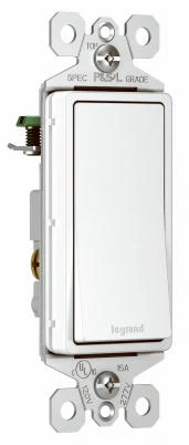 Pass & Seymour 3-Way Decorator Wall Switch, 15A, White