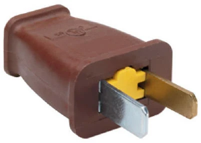 Pass & Seymour Polarized Plug, Residential, Brown, 2-Pole, 2-Wire, 15-Amp., 125-Volt